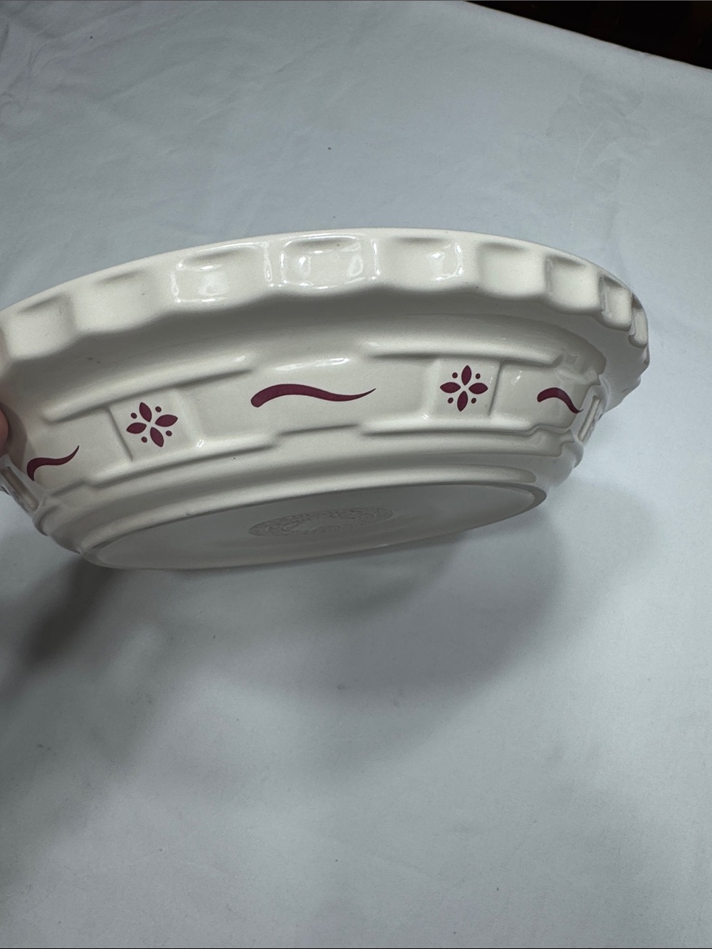 Longaberger Woven Traditions 10” deep dish baking pie plate.